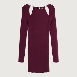 Oak + Fort Rib-Knit Mini Dress with Cutouts